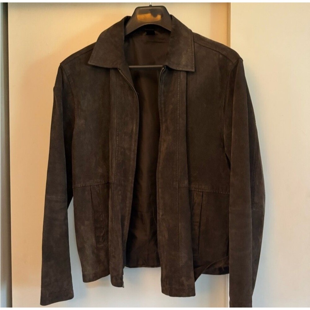 Liz Claiborne Vintage Chocolate Brown Suede Leather Jacket  Size Large